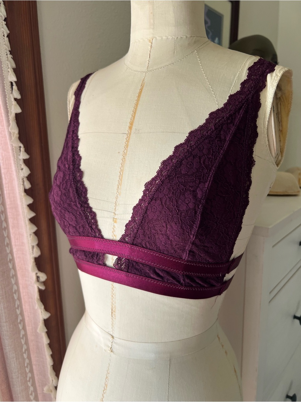 Intimately Free People Lace Bralette in Deep Plum